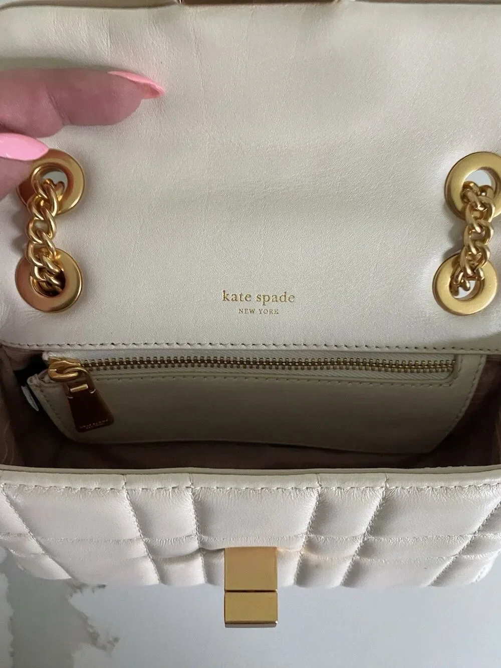 Kate Spade New York Evelyn Quilted Leather Small Shoulder Crossbody In Ivory